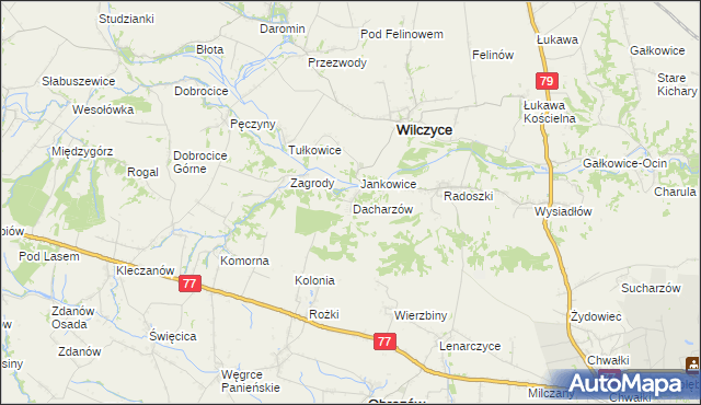 mapa Dacharzów, Dacharzów na mapie Targeo