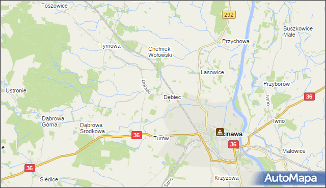 mapa Dębiec gmina Ścinawa, Dębiec gmina Ścinawa na mapie Targeo