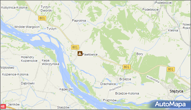 mapa Długowola gmina Stężyca, Długowola gmina Stężyca na mapie Targeo