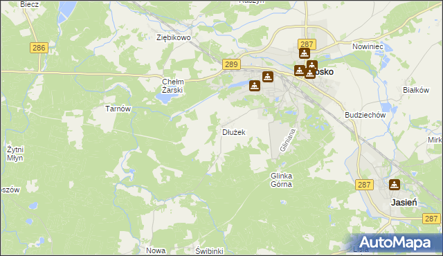 mapa Dłużek gmina Lubsko, Dłużek gmina Lubsko na mapie Targeo