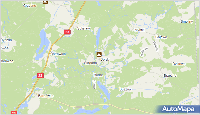 mapa Dolsk gmina Dębno, Dolsk gmina Dębno na mapie Targeo