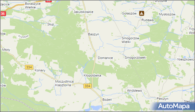 mapa Domanice gmina Wińsko, Domanice gmina Wińsko na mapie Targeo