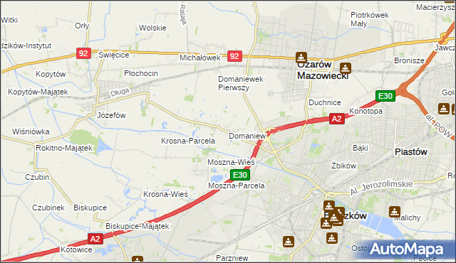 mapa Domaniew gmina Brwinów, Domaniew gmina Brwinów na mapie Targeo