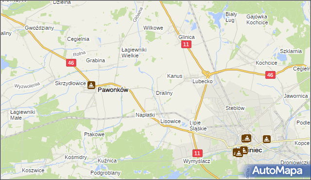 mapa Draliny, Draliny na mapie Targeo