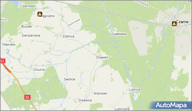 mapa Drawień, Drawień na mapie Targeo