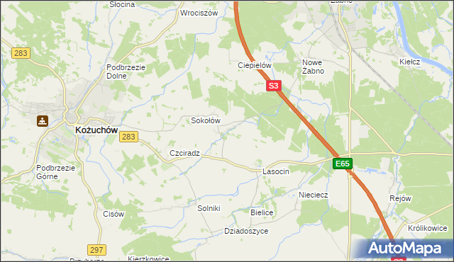 mapa Drwalewice gmina Kożuchów, Drwalewice gmina Kożuchów na mapie Targeo