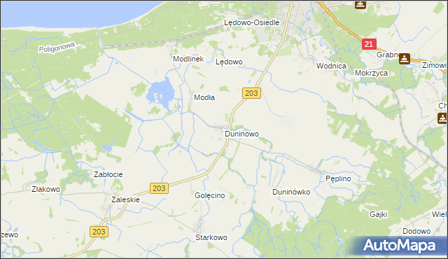 mapa Duninowo, Duninowo na mapie Targeo