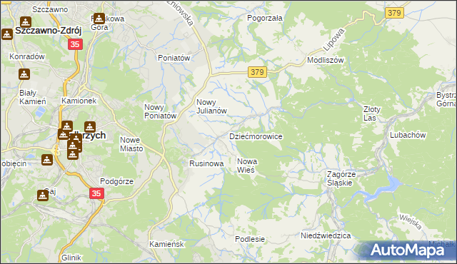 mapa Dziećmorowice, Dziećmorowice na mapie Targeo