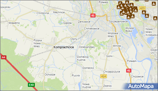 mapa Dziekaństwo, Dziekaństwo na mapie Targeo