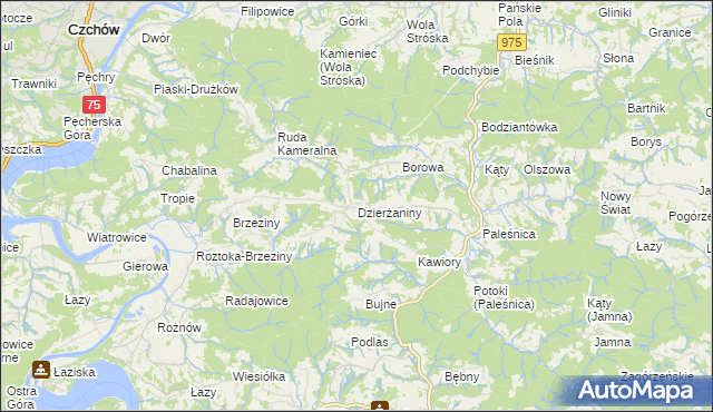 mapa Dzierżaniny, Dzierżaniny na mapie Targeo