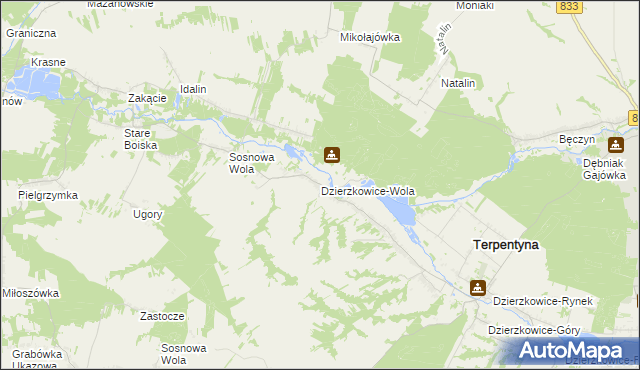 mapa Dzierzkowice-Wola, Dzierzkowice-Wola na mapie Targeo