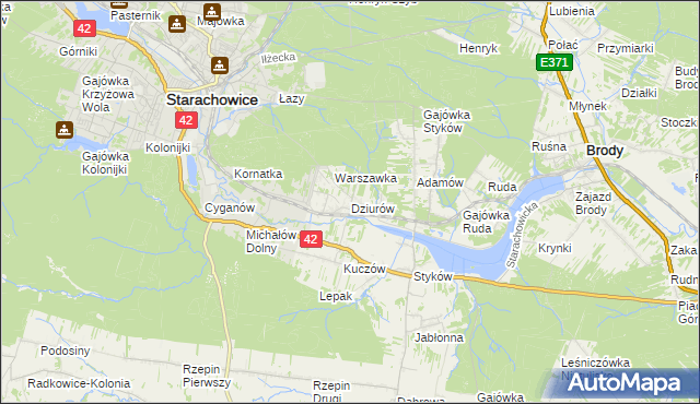 mapa Dziurów gmina Brody, Dziurów gmina Brody na mapie Targeo