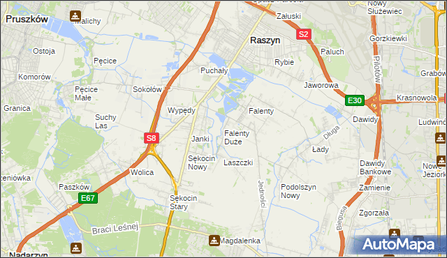 mapa Falenty Duże, Falenty Duże na mapie Targeo