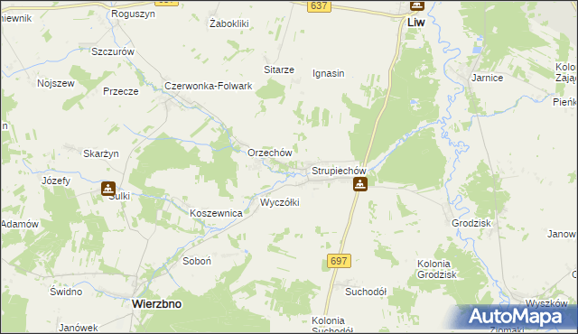 mapa Filipy gmina Wierzbno, Filipy gmina Wierzbno na mapie Targeo