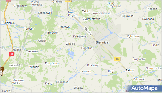 mapa Gągolina, Gągolina na mapie Targeo