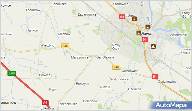 mapa Gaj Oławski, Gaj Oławski na mapie Targeo