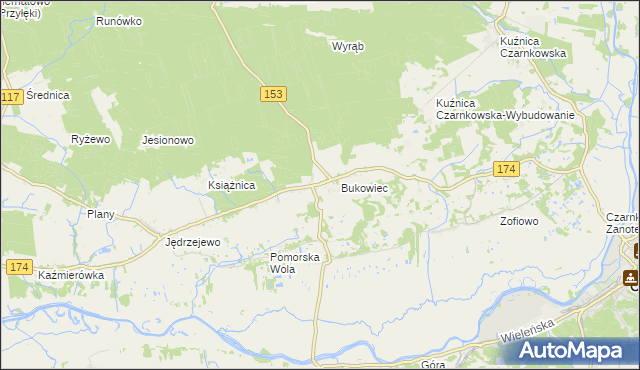 mapa Gajewo gmina Czarnków, Gajewo gmina Czarnków na mapie Targeo