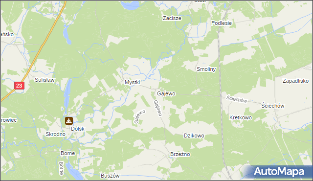 mapa Gajewo gmina Lubiszyn, Gajewo gmina Lubiszyn na mapie Targeo