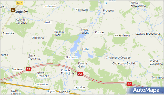 mapa Gałki gmina Grębków, Gałki gmina Grębków na mapie Targeo