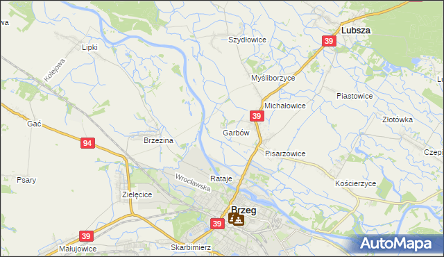 mapa Garbów gmina Lubsza, Garbów gmina Lubsza na mapie Targeo