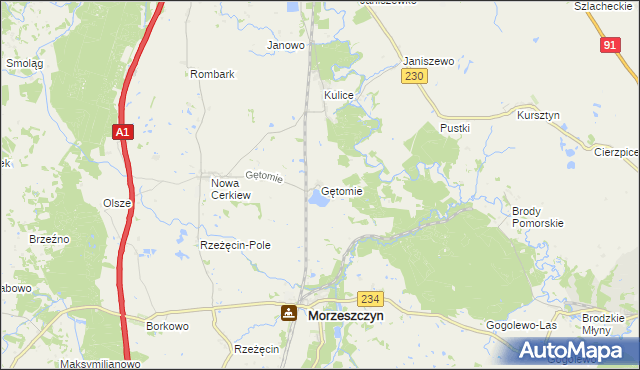 mapa Gętomie, Gętomie na mapie Targeo