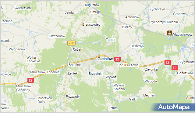 mapa Gielniów, Gielniów na mapie Targeo