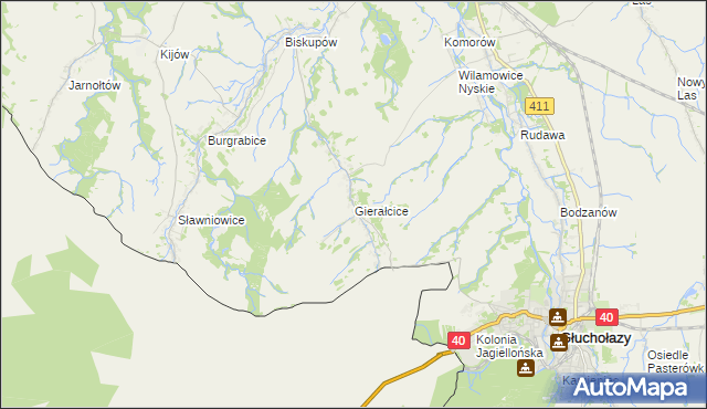 mapa Gierałcice gmina Głuchołazy, Gierałcice gmina Głuchołazy na mapie Targeo