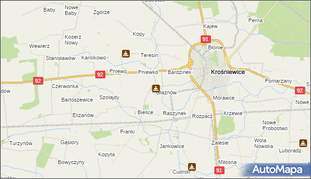 mapa Głaznów, Głaznów na mapie Targeo