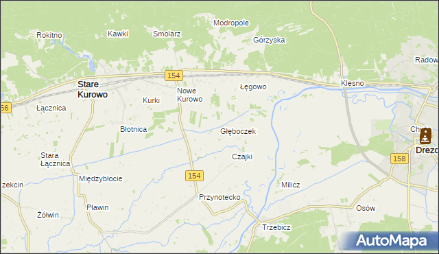 mapa Głęboczek gmina Stare Kurowo, Głęboczek gmina Stare Kurowo na mapie Targeo