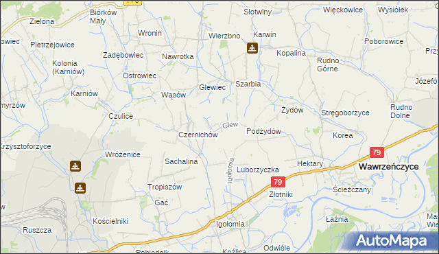 mapa Glew, Glew na mapie Targeo