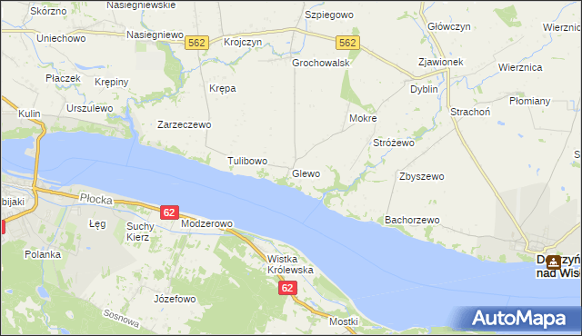 mapa Glewo gmina Dobrzyń nad Wisłą, Glewo gmina Dobrzyń nad Wisłą na mapie Targeo