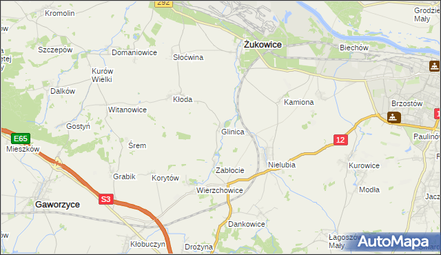 mapa Glinica gmina Żukowice, Glinica gmina Żukowice na mapie Targeo