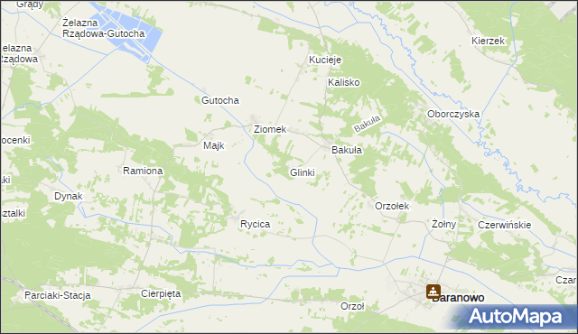 mapa Glinki gmina Baranowo, Glinki gmina Baranowo na mapie Targeo