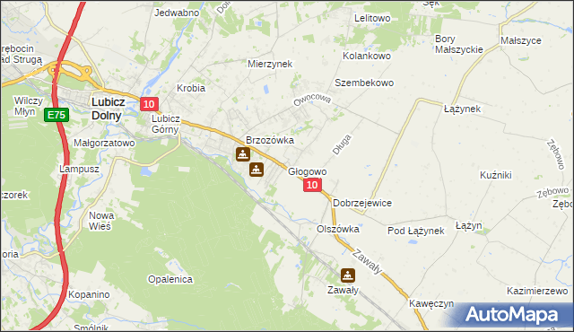 mapa Głogowo, Głogowo na mapie Targeo