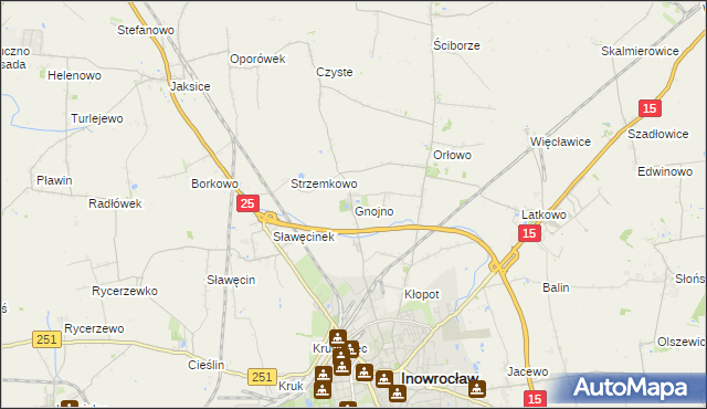 mapa Gnojno gmina Inowrocław, Gnojno gmina Inowrocław na mapie Targeo