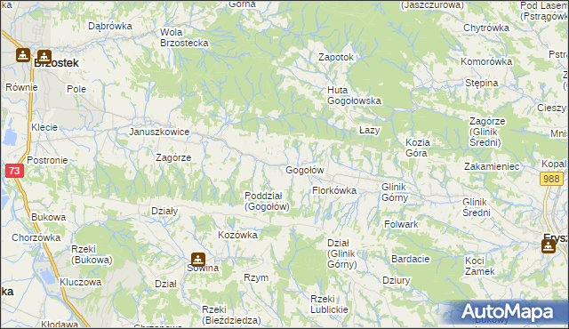 mapa Gogołów gmina Frysztak, Gogołów gmina Frysztak na mapie Targeo