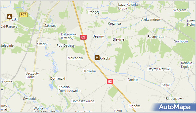 mapa Gołąbki gmina Łuków, Gołąbki gmina Łuków na mapie Targeo
