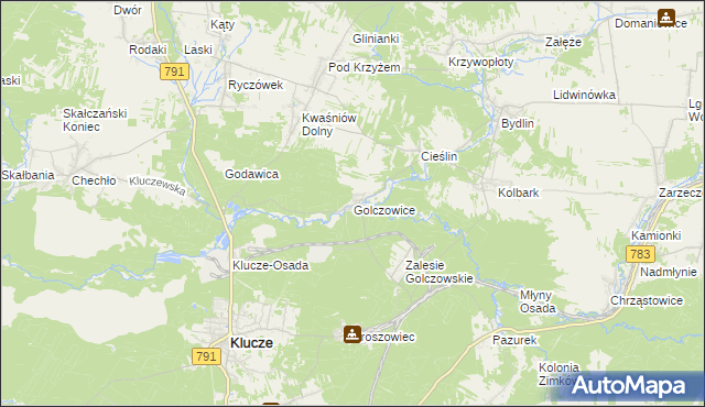 mapa Golczowice gmina Klucze, Golczowice gmina Klucze na mapie Targeo