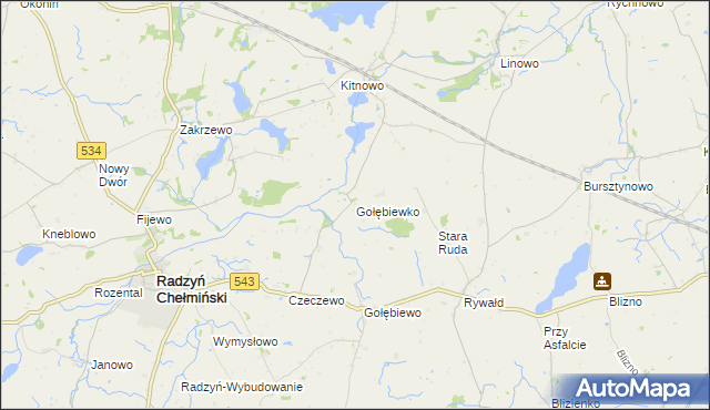mapa Gołębiewko gmina Gruta, Gołębiewko gmina Gruta na mapie Targeo