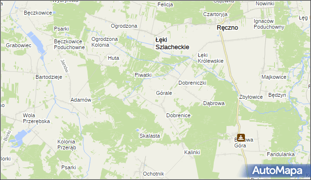 mapa Górale gmina Łęki Szlacheckie, Górale gmina Łęki Szlacheckie na mapie Targeo