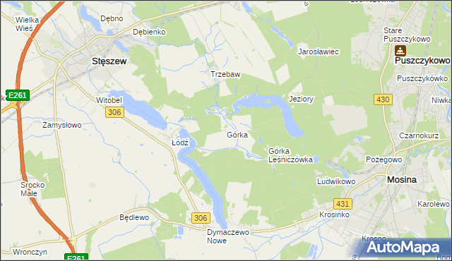 mapa Górka gmina Stęszew, Górka gmina Stęszew na mapie Targeo