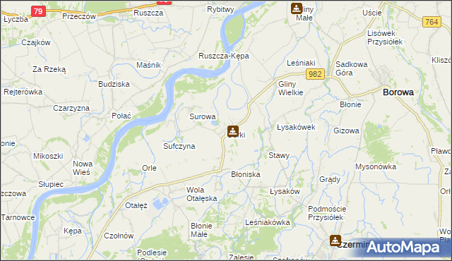 mapa Górki gmina Borowa, Górki gmina Borowa na mapie Targeo