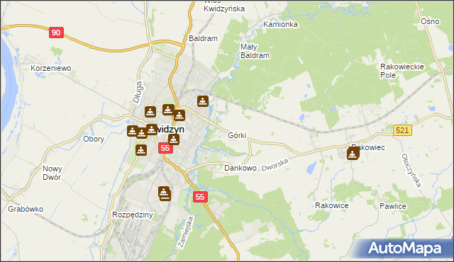 mapa Górki gmina Kwidzyn, Górki gmina Kwidzyn na mapie Targeo