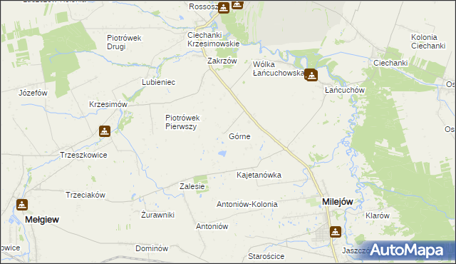 mapa Górne gmina Milejów, Górne gmina Milejów na mapie Targeo