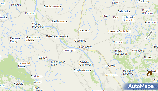 mapa Goruszów, Goruszów na mapie Targeo