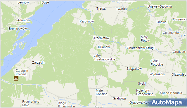 mapa Góry Trzebiatowskie, Góry Trzebiatowskie na mapie Targeo