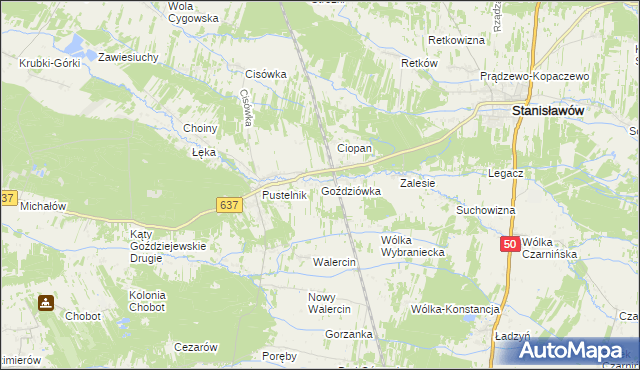 mapa Goździówka, Goździówka na mapie Targeo