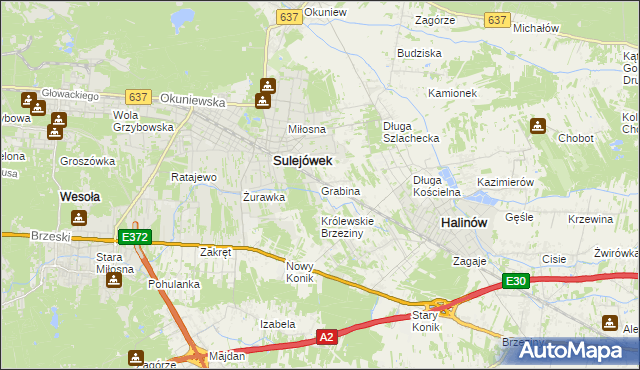 mapa Grabina gmina Halinów, Grabina gmina Halinów na mapie Targeo