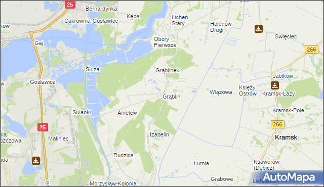 mapa Grąblin, Grąblin na mapie Targeo