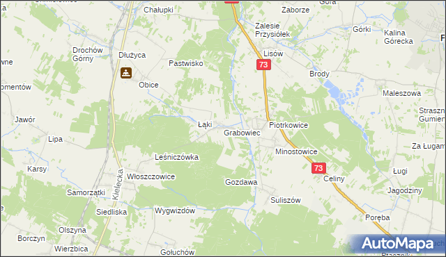 mapa Grabowiec gmina Chmielnik, Grabowiec gmina Chmielnik na mapie Targeo